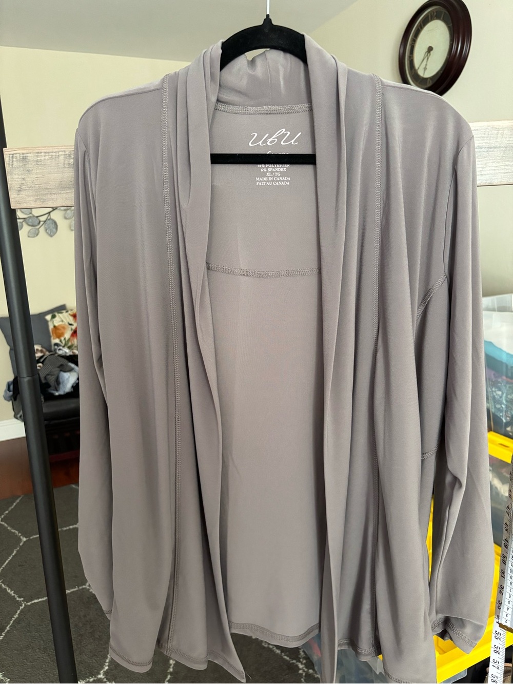 UBU Women's Taupe Open-Front Draped Robe Cardigan